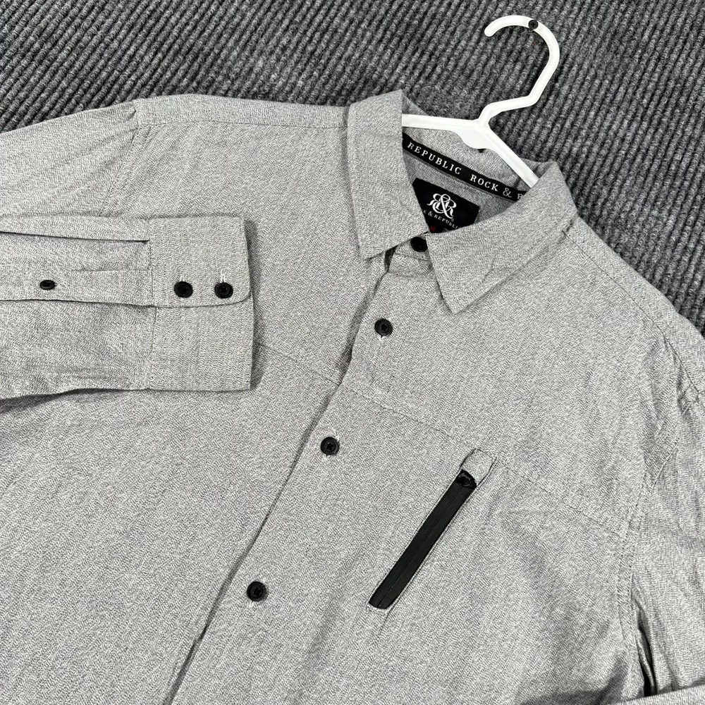 Rock & Republic Shirt Mens Medium Gray Long Sleeve Button Up Casual Comfort